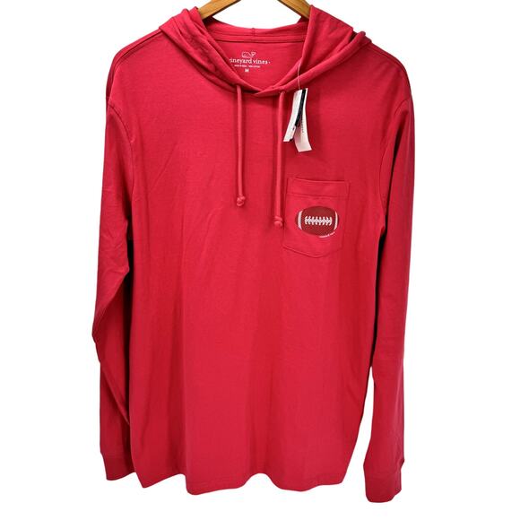 Vineyard Vines Hoodie Mens Medium Pullover Shirt Long Sleeve Football Red NEW - Picture 1 of 7